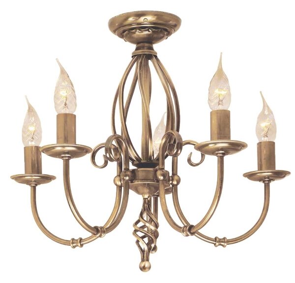 Elstead ART5-AGD-BRASS - Luster na reťazi ARTISAN 5xE14/60W/230V