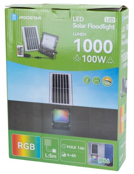 Aigostar - LED RGB Stmievateľný solárny reflektor LED/100W/3,2V IP66 + DO