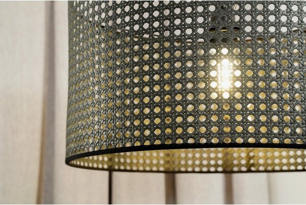 Duolla - Luster na lanku ROLLER RATTAN 1xE27/15W/230V pr. 45 cm čierna