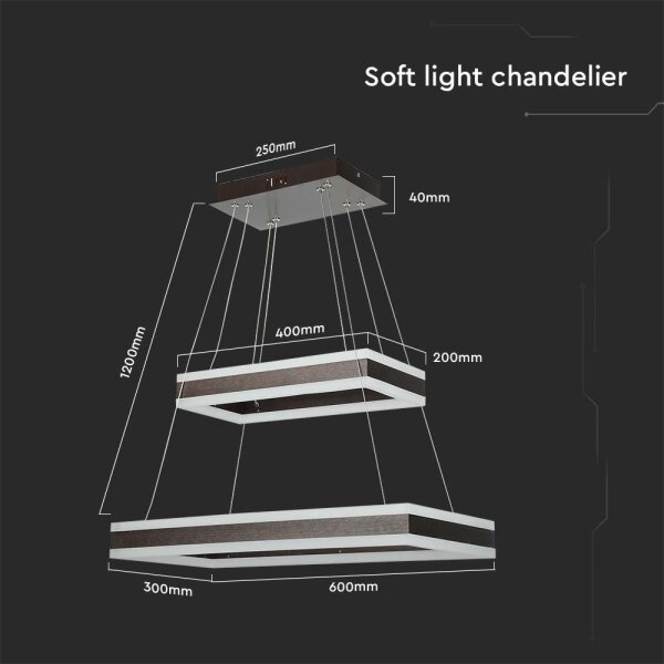 LED Stmievateľný luster na lanku LED/113W/230V 3000K hnedá
