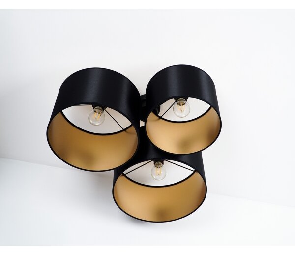 Duolla - Prisadený luster ROLLER TRIO SHINY 3xE27/15W/230V čierna/zlatá