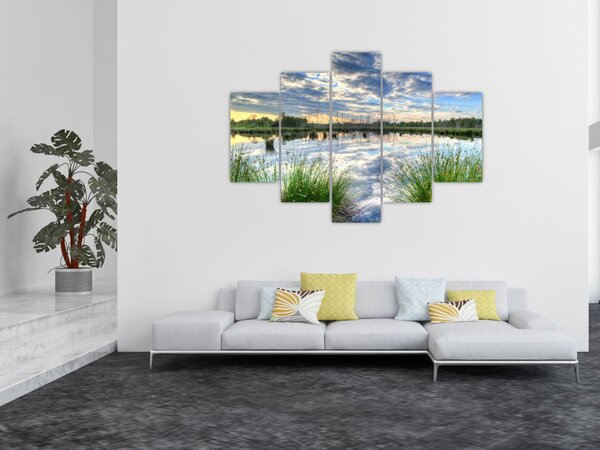 Obraz jazera s tŕstím (150x105 cm)