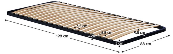 KONDELA Rošt v pevnom ráme, 90x200, KOVOVÝ ROŠT 2 NEW