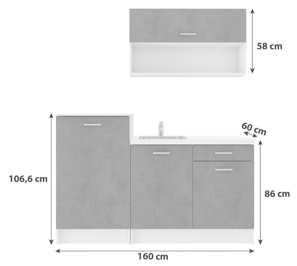 MINIKUCHYŇA G-SMART 160 160 cm P & B - Online Only kuchyne, Online Only