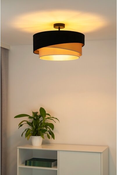 Duolla - Prisadený luster KOBO 1xE27/15W/230V pr. 45 cm čierna/zlatá/krémová