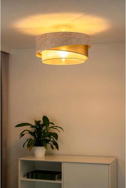 Duolla - Prisadený luster KOBO 1xE27/15W/230V pr. 45 cm biela/zlatá