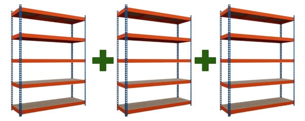 Akciový balíček Kovový regál TITAN 216x140x40 5 políc nosnosť 1500 kg - 3 ks