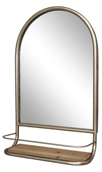 Bronzové antik nástenné kovové zrkadlo s poličkou Sany - 33*13*56 cm - Chic Antique