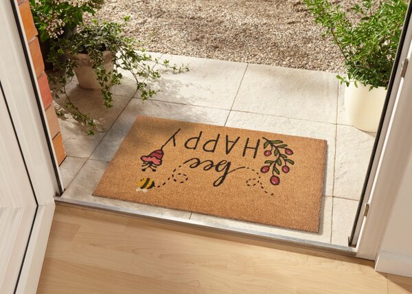 Hanse Home , Rohožka Bee happy 105572 - na von aj na doma, 45x75, hnedá, chodba / predsieň