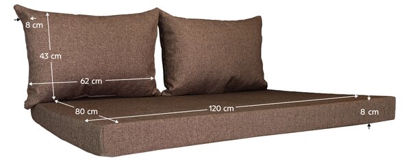 KONDELA Vankúše na paletové sedenie, hnedá, TOLA