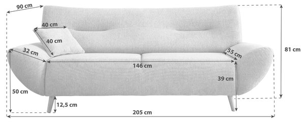 TROJMIESTNA POHOVKA, drevo, textil, černicová MID.YOU - Sedačky, Online Only