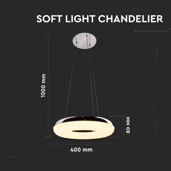 LED Luster na lanku LED/40W/230V 3000K pr. 40 cm lesklý chróm