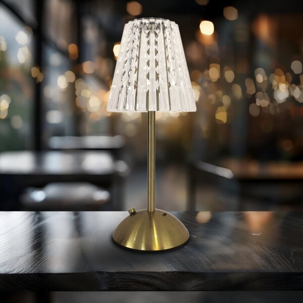 LED Stmievateľná dotyková nabíjacia stolná lampa ELBA LED/1,6W/800 mAh zlatá/číra