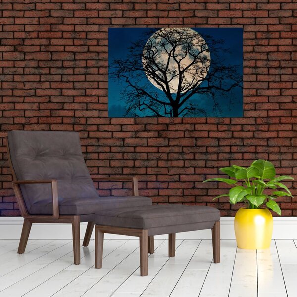 Obraz stromu so splnom (90x60 cm)