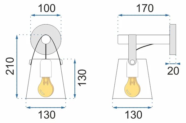 TooLight Nástenná lampa AMELIA čierna