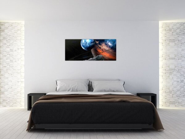 Obraz planéty vo vesmíre (120x50 cm)