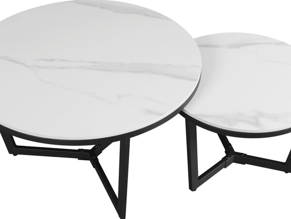 SADA KONFERENČNÝCH STOLÍKOV, čierna, biela, kameň, 68,5/68,5/43 cm MID.YOU - Stolíky do obývačky, Online Only