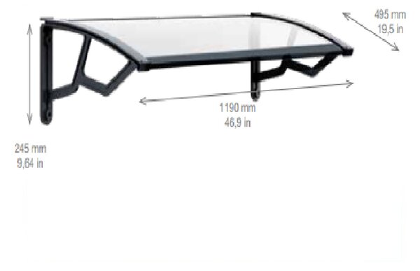 ARTPLAST Vchodová strieška 50x120cm, číra