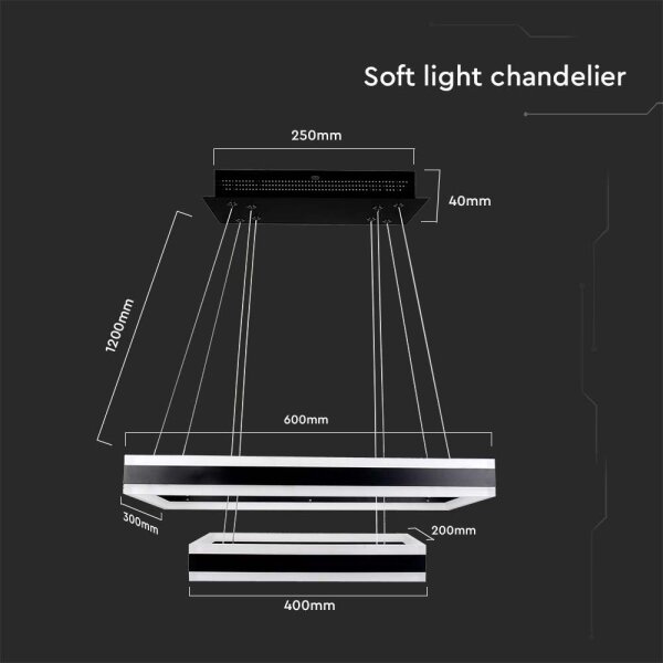 LED Stmievateľný luster na lanku LED/113W/230V 3000K čierna