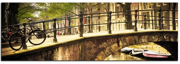 Obraz na plátne - Romantický most cez kanál - panoráma 5137A (105x35 cm)