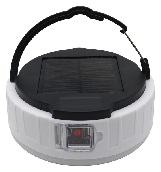LED Solárna lampa s funkciou powerbanky LED/2W/2V 6500K IPX4 2400 mAh čierna