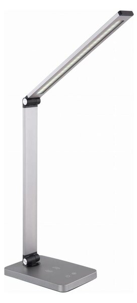 LED Stolná lampa s bezdrôtovou nabíjačkou LED/10W/230V matný chróm