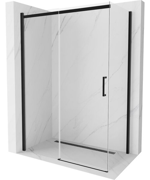 Mexen Omega sprchová kabína posuvná 130 x 70 cm, priehľadná, čierna - 825-130-070-70-00