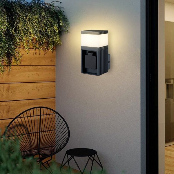 Brilagi - Vonkajšia lampa so zásuvkou SCHUKO PILLAR 1xG9/11W/230V IP44 antracit