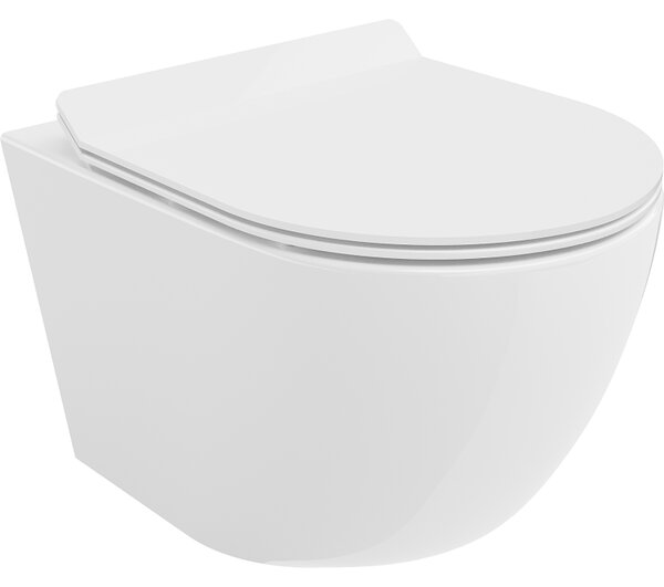Mexen LENA Rimless, závesná WC misa so sedátkom pomaly-padajúcim SLIM, 48 x 36 cm, biela, 30224000