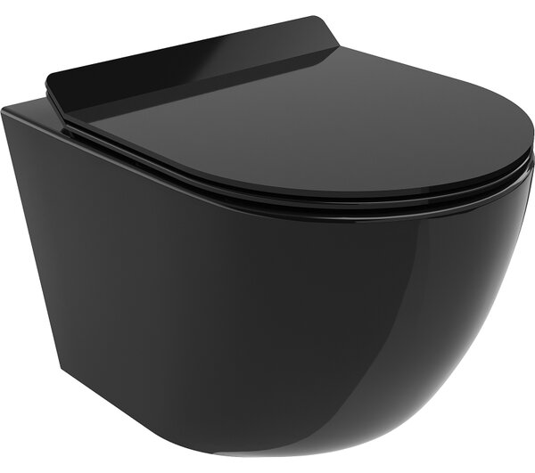 Mexen Lena Rimless závesné WC so sedátkom s pomalým zatváraním, čierna lesklá, 30224070