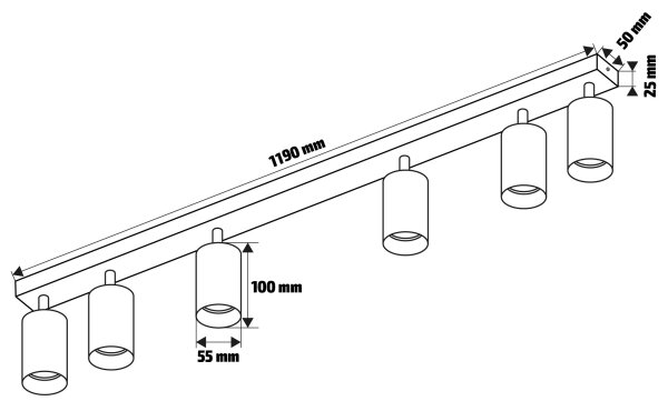 Brilagi - Bodové svietidlo SELE 6xGU10/30W/230V čierna/dekor duba