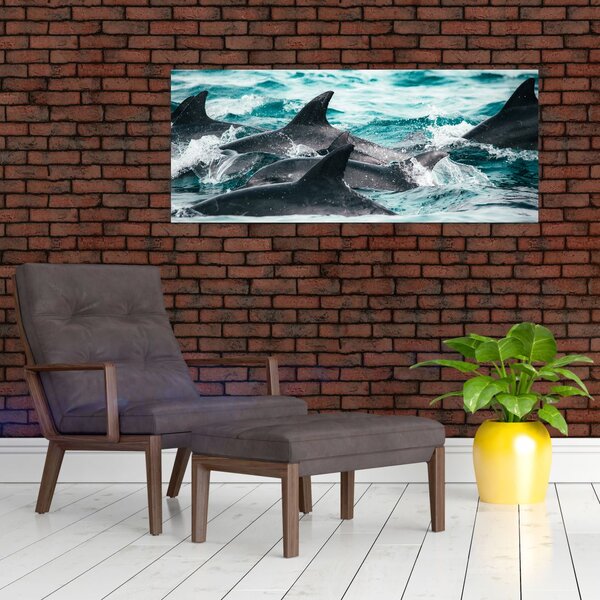 Obraz - Delfíny v oceáne (120x50 cm)