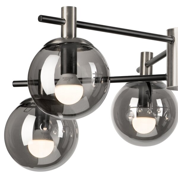Luster na tyči LILOU 6xE14/5W/230V matný chróm/dymová