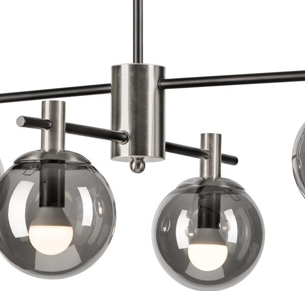 Luster na tyči LILOU 4xE14/5W/230V matný chróm/dymová