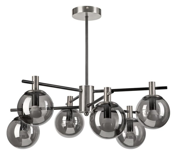 Luster na tyči LILOU 6xE14/5W/230V matný chróm/dymová