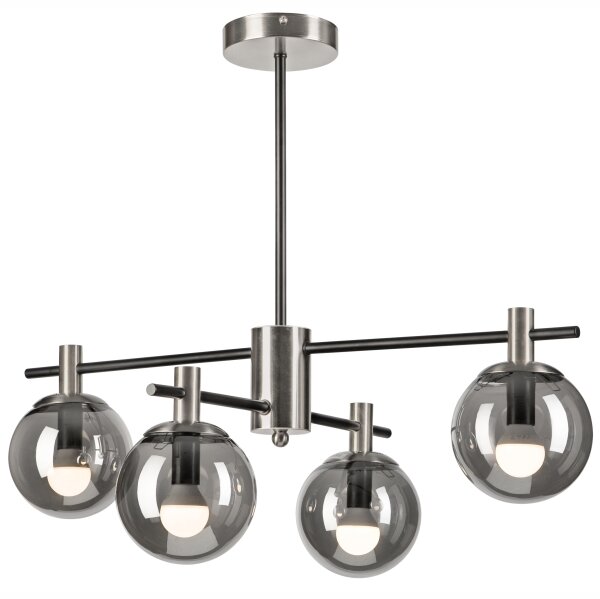Luster na tyči LILOU 4xE14/5W/230V matný chróm/dymová