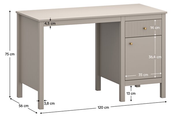 KONDELA PC stôl, sivohnedá Taupe/dub craft zlatý, KLIO 1D1S/120