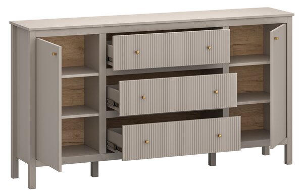 KONDELA Komoda, sivohnedá Taupe/dub craft zlatý, KLIO 2D3S