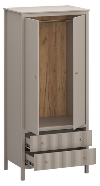 KONDELA Skriňa, sivohnedá Taupe/dub craft zlatý, KLIO 2D2S