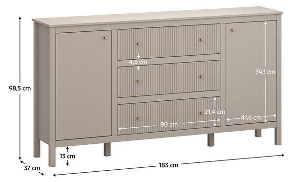 KONDELA Komoda, sivohnedá Taupe/dub craft zlatý, KLIO 2D3S