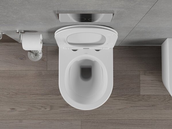 Mexen Rico Rimless závesné wc + slim pomaly padajúce sedátko z duroplastu, biela matná, 30724001