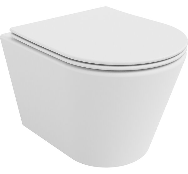 Mexen Rico Rimless závesné wc + slim pomaly padajúce sedátko z duroplastu, biela matná, 30724001