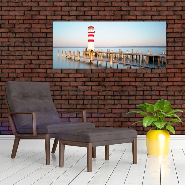 Obraz majáku za úsvitu (120x50 cm)