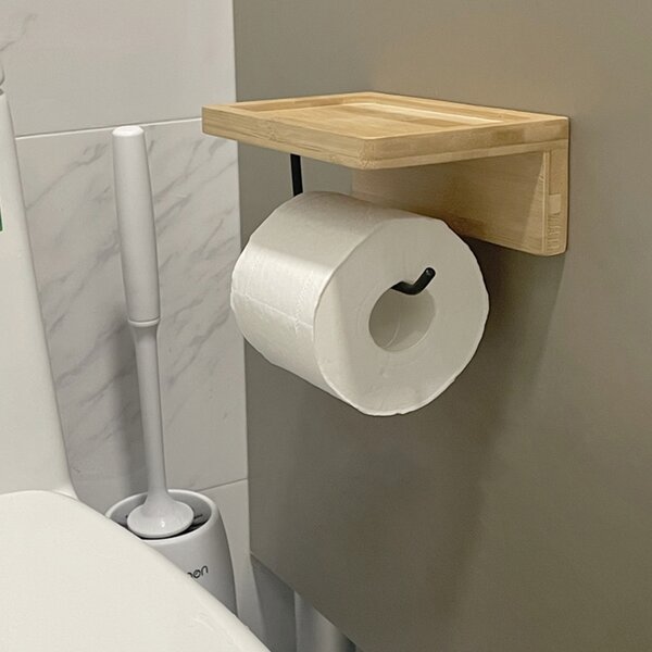 KONDELA Držiak na toaletný papier, hnedá/čierna, REKUSI