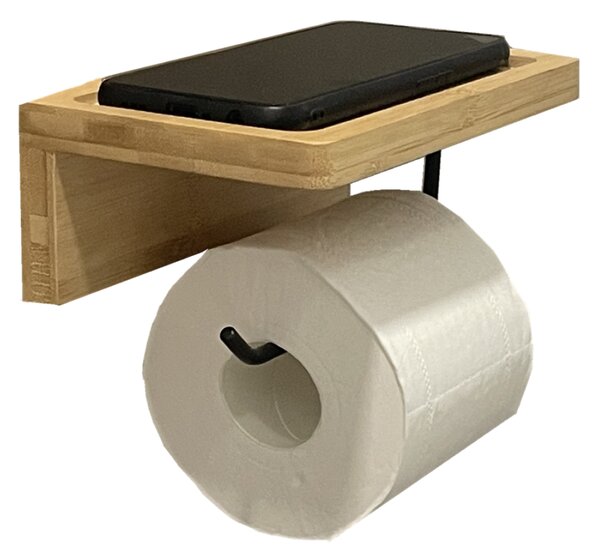 KONDELA Držiak na toaletný papier, hnedá/čierna, REKUSI