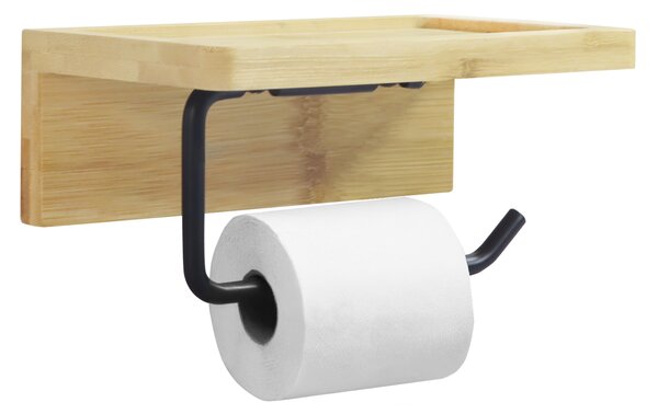 KONDELA Držiak na toaletný papier, hnedá/čierna, REKUSI