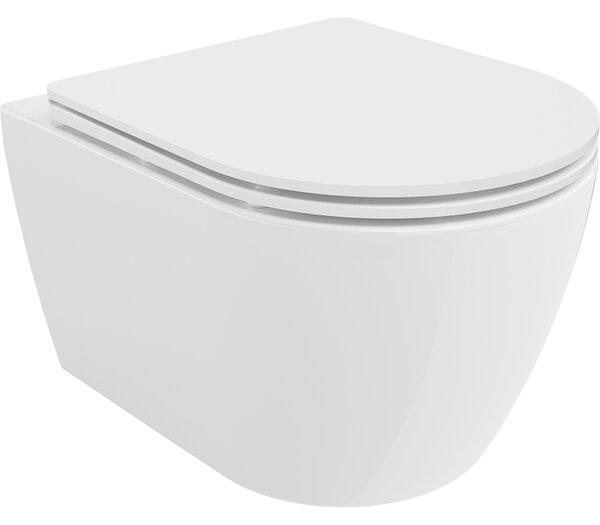 Mexen Carmen závesné wc Rimless s toaletným Slim sedátkom z duroplastu, biela - 30880300
