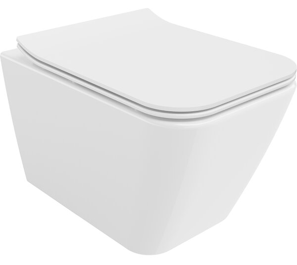 Mexen Cube WC misa Rimless so sedadlom s pomalým zatváraním slim, duroplast, biely lesk - 30924000