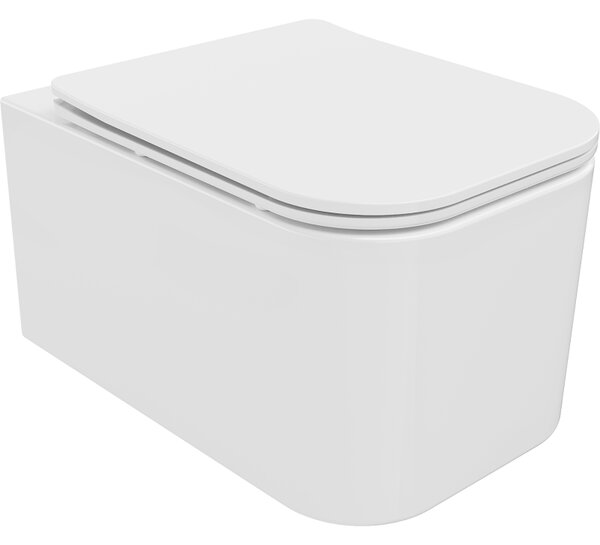 Mexen Elis závesné wc Rimless s toaletným Slim sedátkom z duroplastu, 52 x 34,5 cm, biela - 30910600