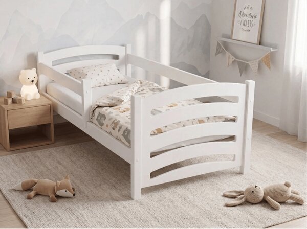 Detská posteľ MELA 80 x 160 cm, biela Rošt: S lamelovým roštom, Matrac: Matrac EASYSOFT 10 cm